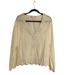 Monique Leshman Blouse Size M Romantic Boho Beads & Sequins Glam Prairie Fairy